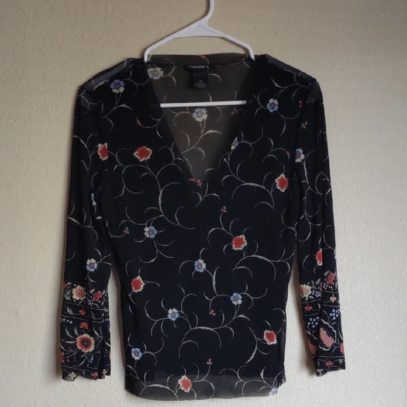 Vivienne Tam Mesh Floral Top 🌺🏵️🪷🌸🏵️ - Picture 1 of 9